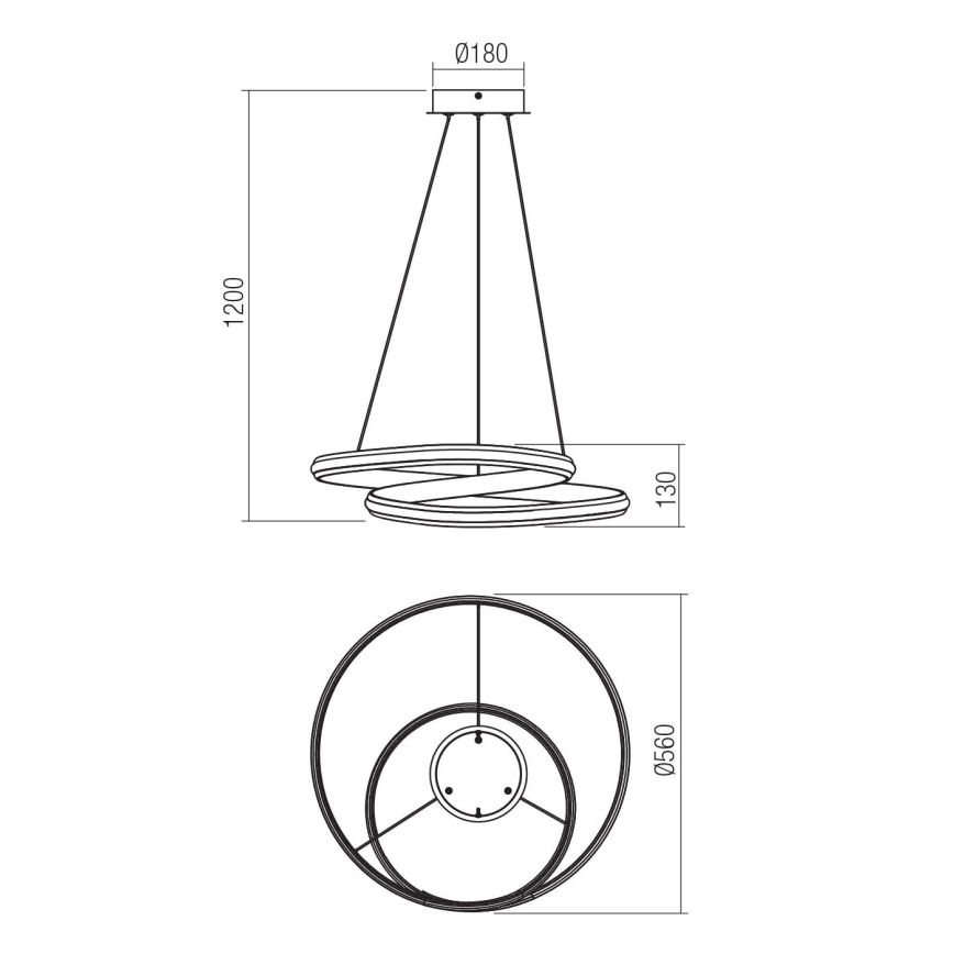Redo 01-4360 - LED himmennettävä riippuvalaisin vaijerilla TORSION LED/40W/230V 2700/3000/4000K CRI 90 halkaisija 56 cm valkoinen