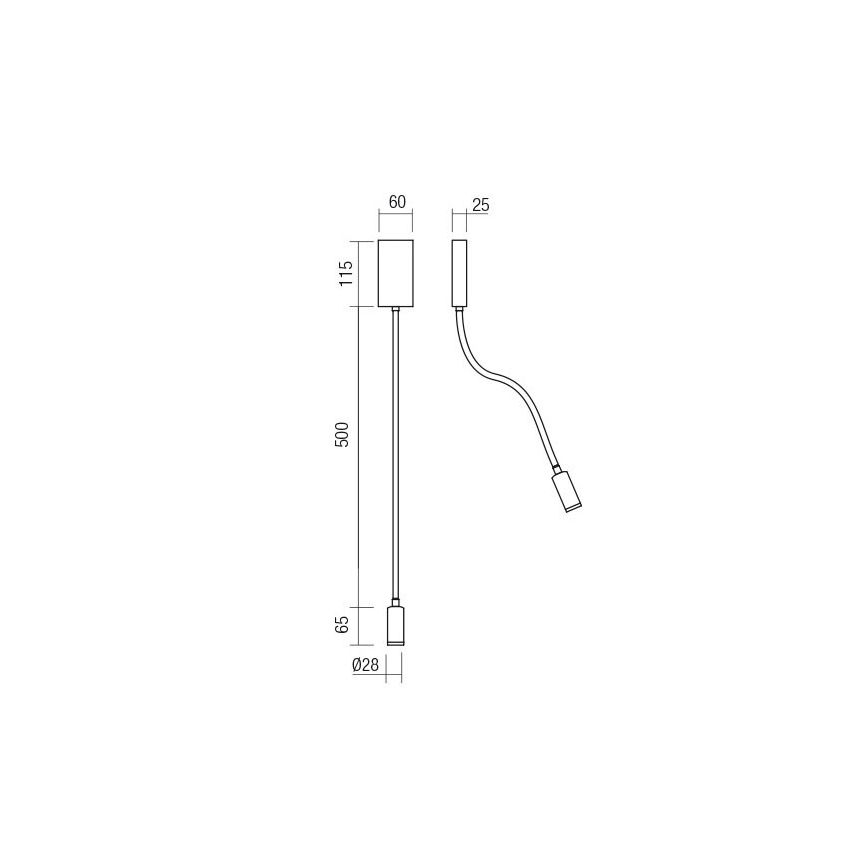 Redo 01-4475 - LED-joustava seinävalaisin WALLIE LED/3W/230V USB CRI 90 pronssinvärinen