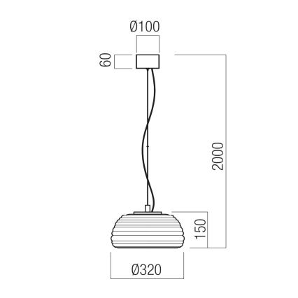 Redo 01-4541 - ONDULA LED-himmennettävä riippuvalaisin vaijerilla LED/12W/230V 2700K/3000K CRI 90 halkaisija 32 cm musta/savunharmaa