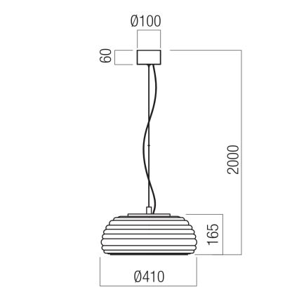 Redo 01-4543 - ONDULA himmennettävä LED-riippuvalaisin vaijerilla LED/16W/230V 2700K/3000K CRI 90 halkaisija 41 cm musta/savunharmaa