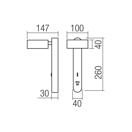 Redo 01-4640 - LED Seinävalaisin SADES LED/6W/230V CRI 90 USB valkoinen