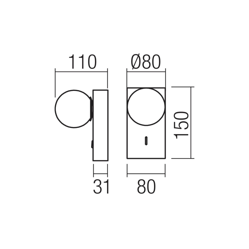 Redo 01-4657 - NORMA LED-seinävalaisin LED/5W/230V CRI 90 USB valkoinen/kultainen