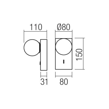 Redo 01-4659 - LED-seinävalaisin NORMA LED/5W/230V CRI 90 USB valkoinen/musta