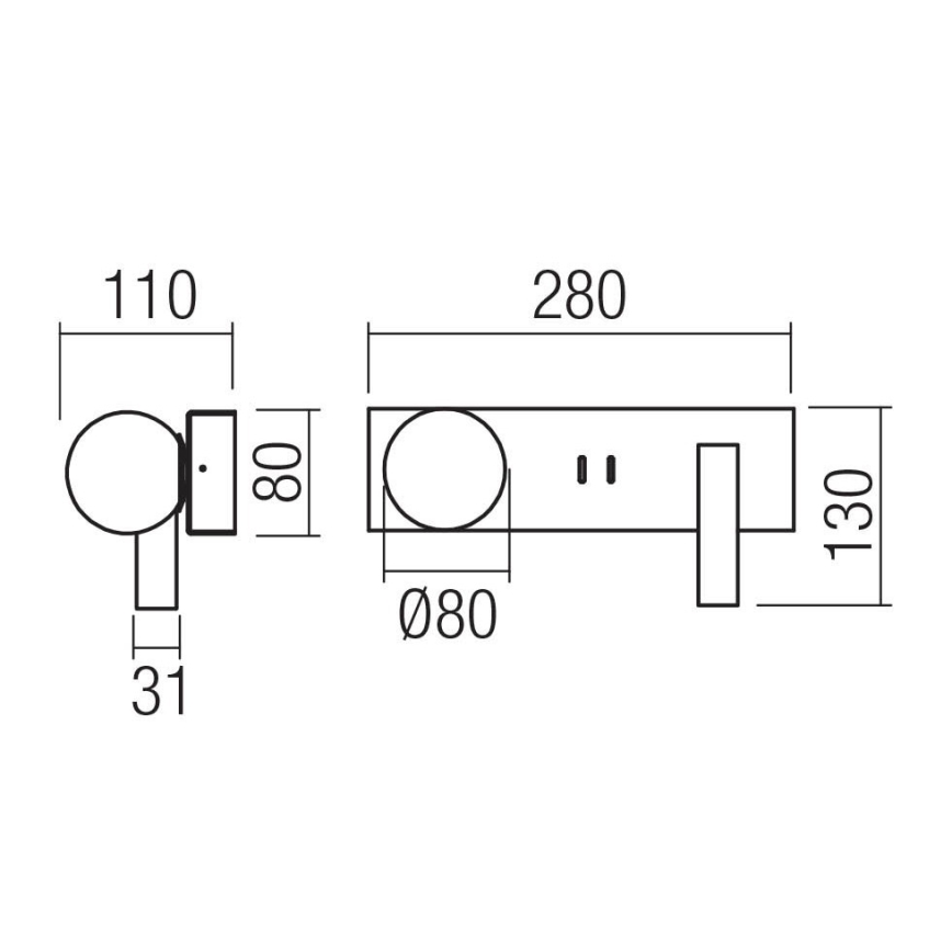 Redo 01-4662 - NORMA LED-seinävalaisin LED/5W/230V + LED/3W CRI 90 USB valkoinen/pronssi