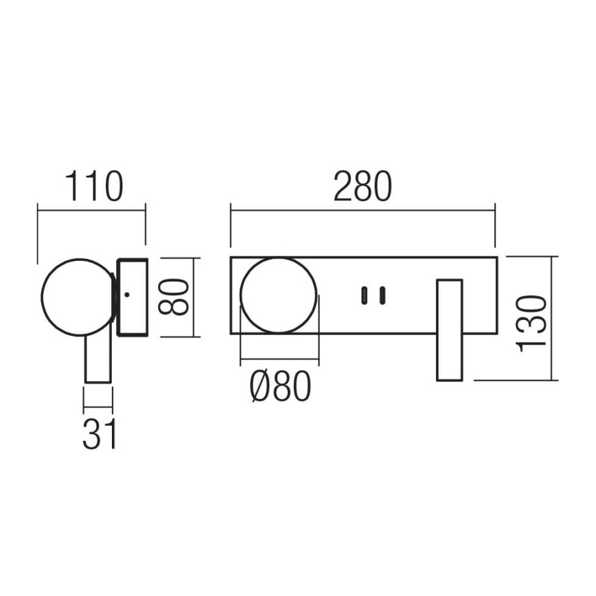 Redo 01-4663 - LED-seinävalaisin NORMA LED/5W/230V + LED/3W CRI 90 USB valkoinen/musta