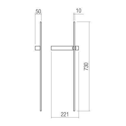 Redo 01-4673 - LED-seinävalaisin TANGENT LED/6W/230V 2700/2850/3000K 73 cm CRI 90 musta