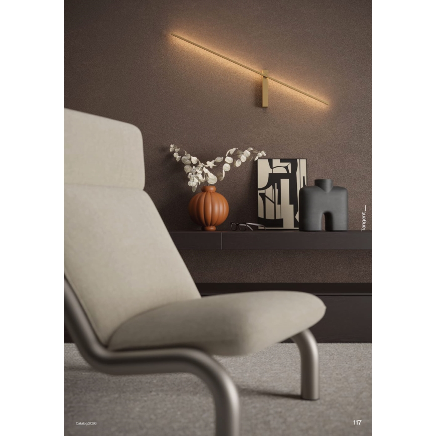 Redo 01-4674 - TANGENT LED-seinävalaisin LED/9W/230V 2700/2850/3000K 73 cm CRI 90 kultainen