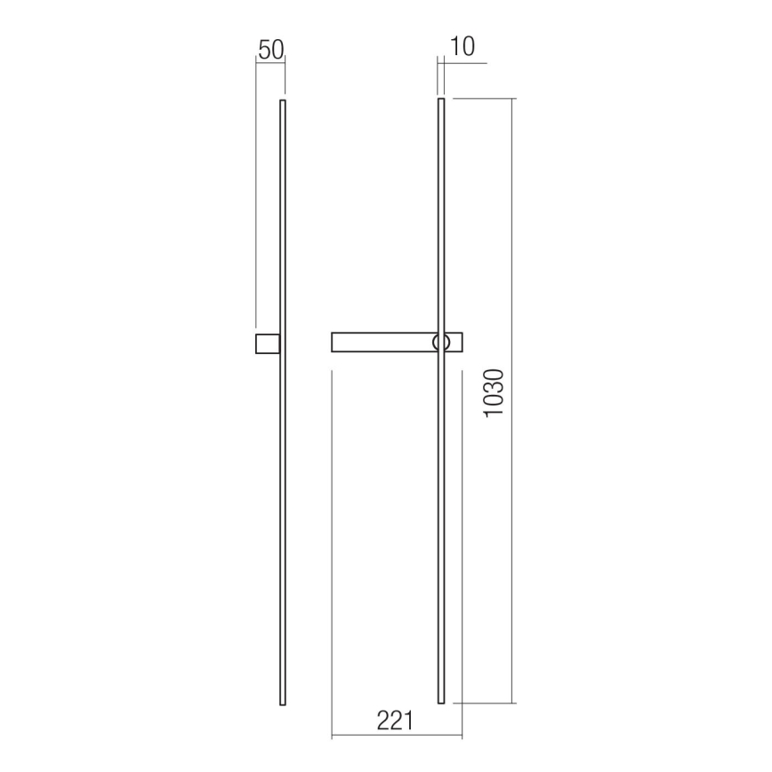 Redo 01-4675 - LED-seinävalaisin TANGENT LED/9W/230V 2700/2850/3000K 73 cm CRI 90 musta
