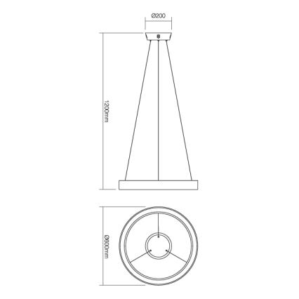 Redo 01-672 - LED-kattokruunu johdossa LOOP LED/48W/230V halkaisija 60 cm valkoinen