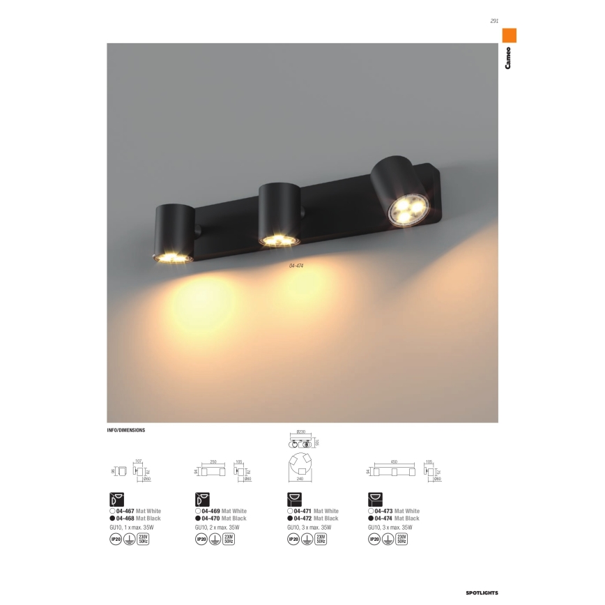 Redo 04-471 - Kohdevalo CAMEO 3xGU10/35W/230V