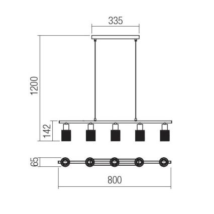 Redo 04-509 - Riippuvalaisin kaapelilla VERTIGO 5xE14/28W/230V kiiltävä kromi/valkoinen