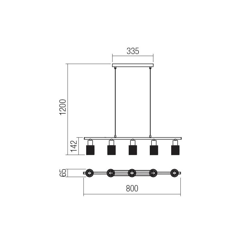 Redo 04-509 - Riippuvalaisin kaapelilla VERTIGO 5xE14/28W/230V kiiltävä kromi/valkoinen
