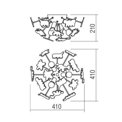 Redo 04-514 - Lasten kattovalaisin SAFARI 3xE14/3W/230V halkaisija 41 cm värikäs