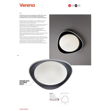 Redo 05-922 - LED-kattovalaisin VERENA LED/24W/230V antrasiitti