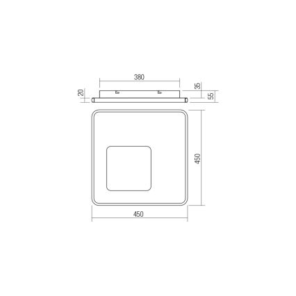 Redo 05-961 - Himmennettävä LED-kattovalaisin SINTESI LED/53W/230V 45x45 cm 3000-6000K + kauko-ohjaus