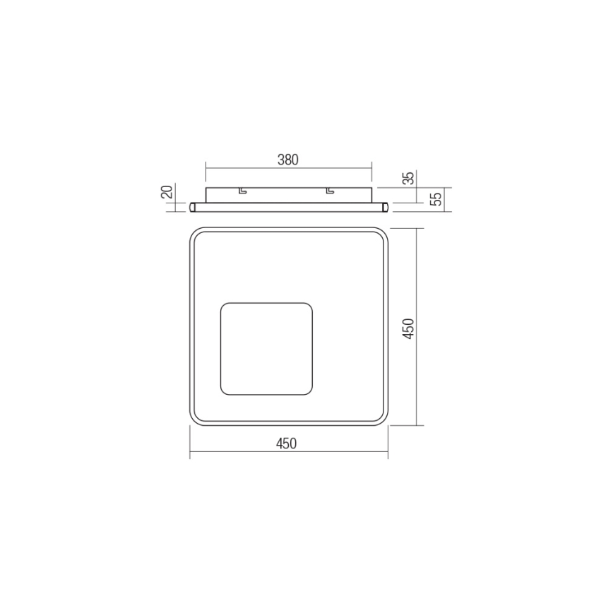 Redo 05-961 - Himmennettävä LED-kattovalaisin SINTESI LED/53W/230V 45x45 cm 3000-6000K + kauko-ohjaus