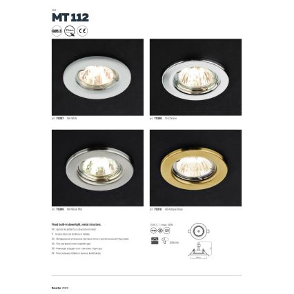 Redo 70309 - Upotettava valo MT 1xGU5,3/50W/12V mattakromi