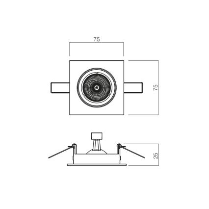 Redo 70328 - Kattoon upotettava valaisin MT 1xGU5,3/50W/12V