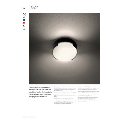 Redo 90004 - LED-ulkokattovalaisin SKOR LED/12W/230V halkaisija 15 cm IP54 ruskea