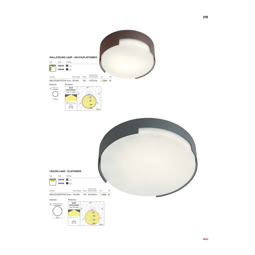 Redo 90006 - LED-ulkokattovalaisin SKOR LED/16W/230V halkaisija 25 cm IP54 ruskea