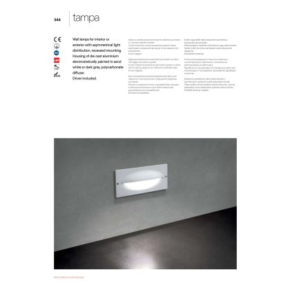 Redo 90009 - LED-ulko-opastevalaisin TAMPA LED/11W/230V IP54 valkoinen