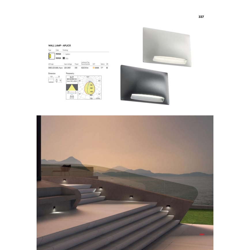 Redo 90009 - LED-ulko-opastevalaisin TAMPA LED/11W/230V IP54 valkoinen
