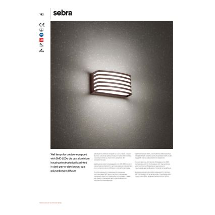 Redo 90039 - LED-ulkoseinävalaisin SEBRA LED/15W/230V IP65