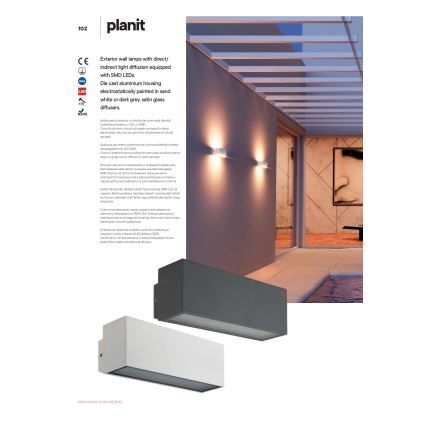 Redo 90096 - PLANIT LED-ulkoseinävalaisin LED/10W/230V 3000K IP54 antrasiitti
