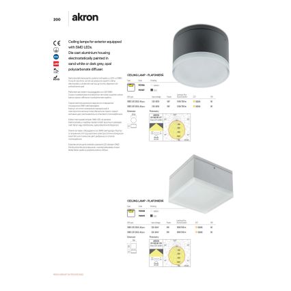 Redo 90107 - LED-ulkokattovalaisin AKRON LED/9W/230V halkaisija 10,8 cm IP54