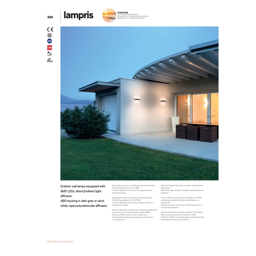 Redo 90153 - LED-ulkoseinävalaisin LAMPRIS LED/9W/230V IP65