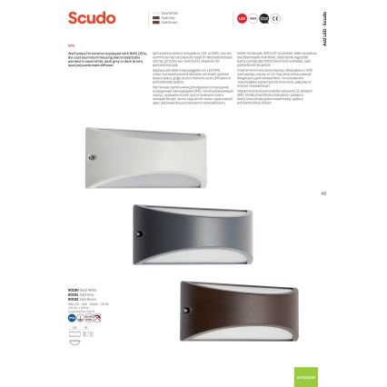 Redo 90191 - LED-ulkoseinävalaisin SCUDO LED/10W/230V 3000K IP54 antrasiitti