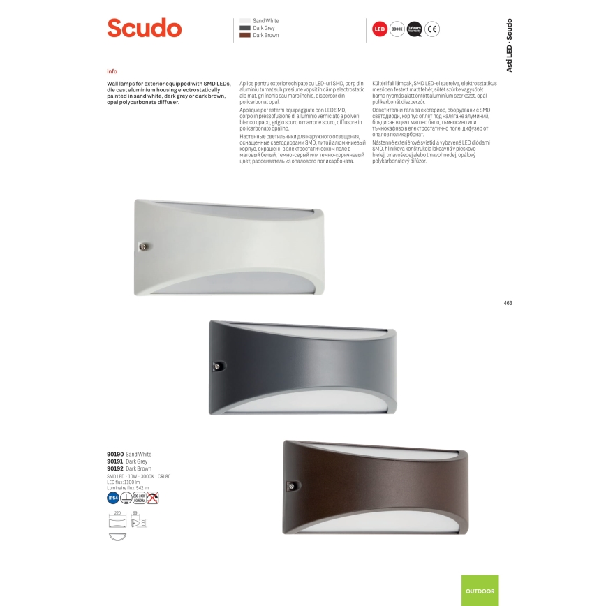 Redo 90192 - LED-ulkoseinävalaisin SCUDO LED/10W/230V 3000K IP54 ruskea