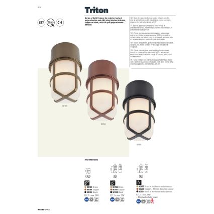 Redo 90198 - Ulkoseinävalaisin TRITON 1xE27/28W/230V IP54 musta