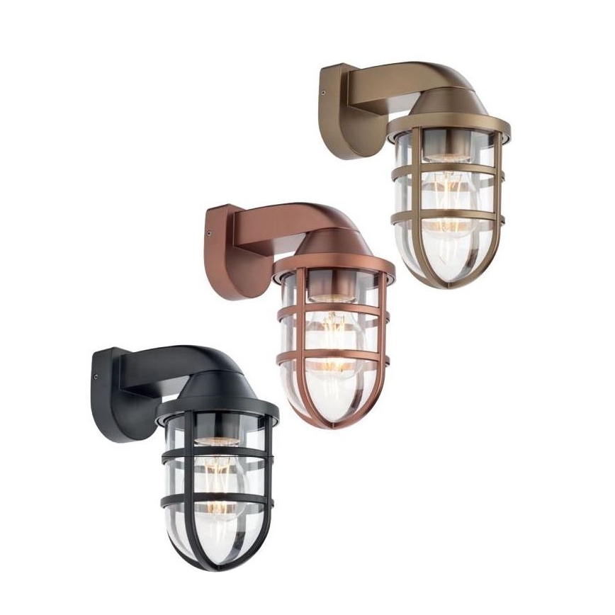 Redo 90206 - Ulkoseinävalaisin CAGE 1xE27/28W/230V IP44 kupari