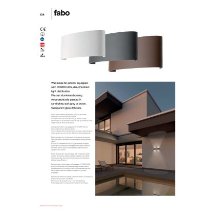 Redo 90226 - LED Ulkoseinävalaisin FABO LED/6W/230V 3000K IP54 harmaa