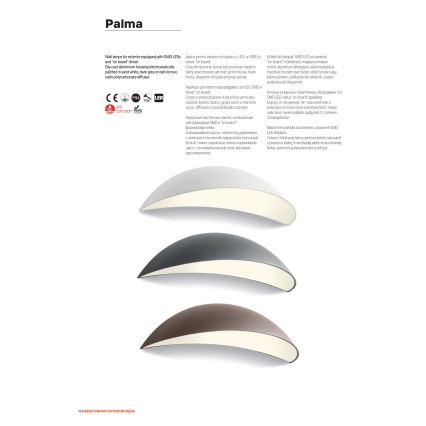 Redo 90236 - LED ulkoseinävalaisin PALMA LED/18W/230V 3000K IP54 ruskea