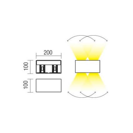 Redo 90303 - LED-ulkoseinävalaisin VARY 4xLED/5W/230V 4000K IP54 antrasiitti