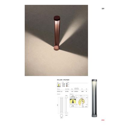 Redo 90366 - ZEUS LED ulkovalaisin LED/11,5W/230V 3000K 75 cm IP54 ruskea