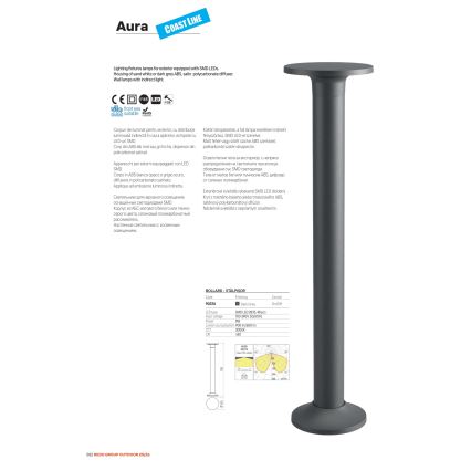 Redo 90371 - LED-ulkoseinävalaisin AURA LED/8W/230V 3000K IP65 antrasiitti