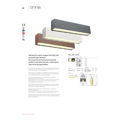 Redo 90393 - LED Ulkoseinävalaisin OMNIA LED/12W/230V 3000K IP54 valkoinen