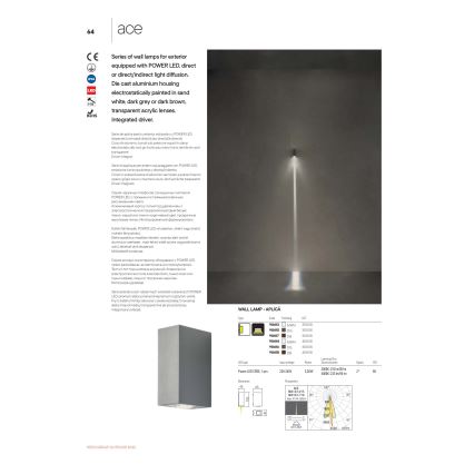 Redo 90417 - LED Ulkoseinävalaisin ACE LED/3,36W/230V 3000K IP54 ruskea