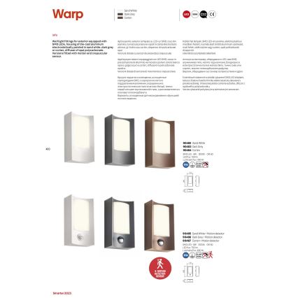 Redo 90486 - LED Ulkovalo anturilla WARP LED/8W/230V 3000K IP44 antrasiitti