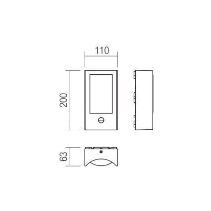 Redo 90487 - LED Ulkovalo anturilla WARP LED/8W/230V 3000K IP44 ruskea