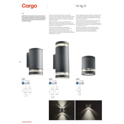 Redo 90518 - Ulkoseinävalaisin CARGO 2xGU10/28W/230V IP54 antrasiitti