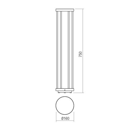 Redo 90579 - KALEN LED-ulkovalaisin 8 W, 230 V, 3000 K, 75 cm, IP65, antrasiitti