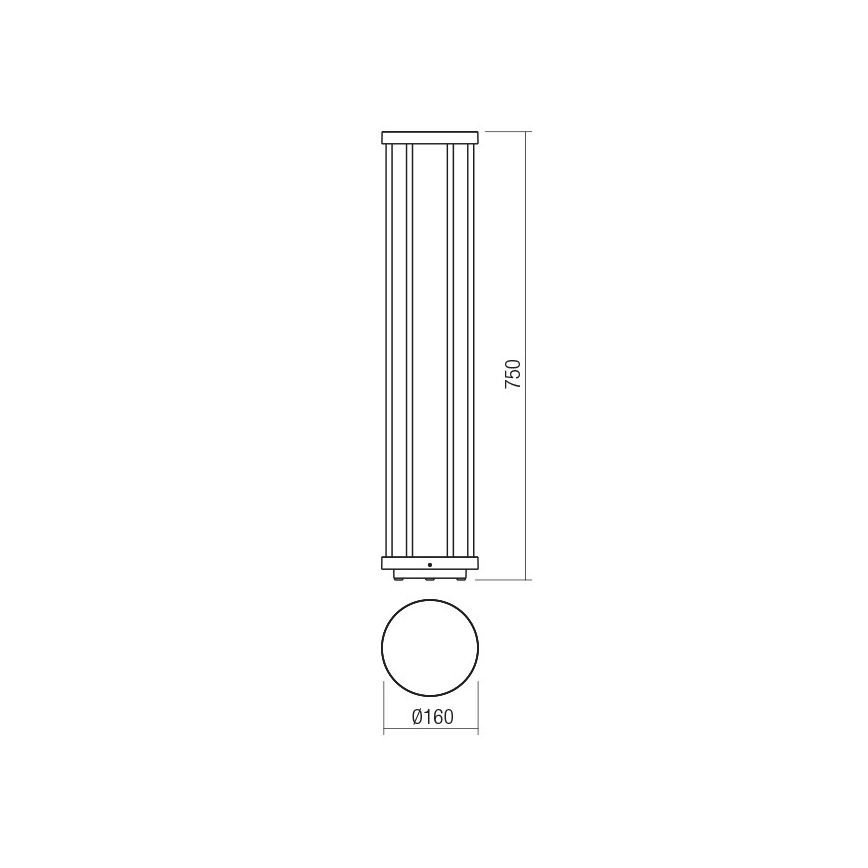 Redo 90579 - KALEN LED-ulkovalaisin 8 W, 230 V, 3000 K, 75 cm, IP65, antrasiitti