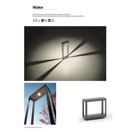 Redo 90580 - LED-ulkovalaisin WAKE LED/8W/230V 3000K 20 cm IP65 antrasiitti