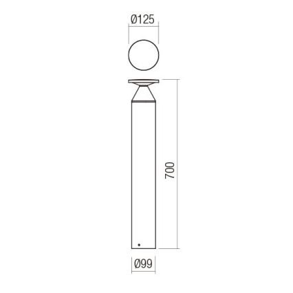 Redo 90591 - LED-ulkovalaisin BIRO LED/12W/230V 3000K 70 cm CRI 90 IP65 antrasiitti