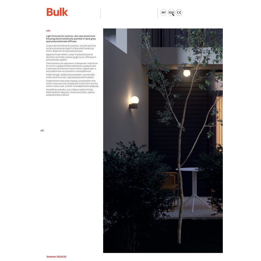 Redo 90643 - Ulkovalaisin BULK 1xE27/28W/230V 80 cm IP44 antrasiitti