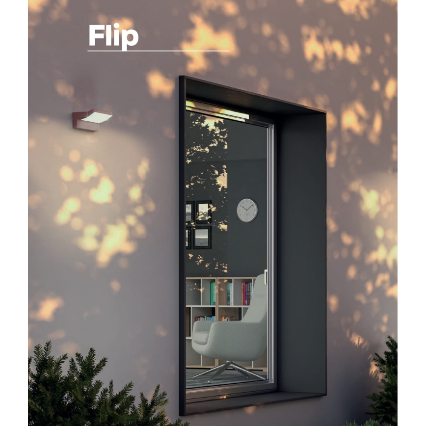 Redo 90716 - FLIP LED ulkoseinävalaisin, 40 W, 230 V, 3000/4000/5000 K, CRI 90, IP54, ruskea